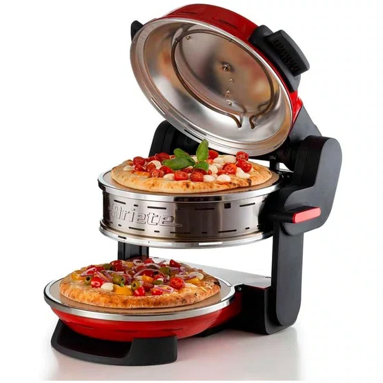 Forno de Pizza Elétrico Duplo Ariete 927 com Pedra Refratária Antiaderente Vermelho