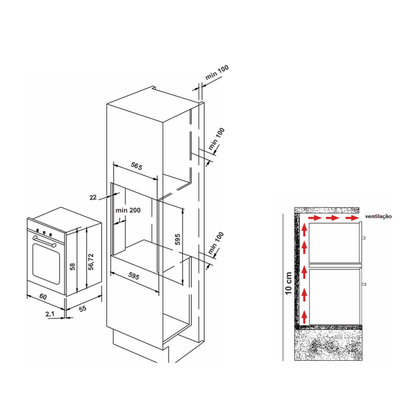Forno Premium Elétrico de Embutir Cuisinart Dual Zone Inox 304 60cm 220V