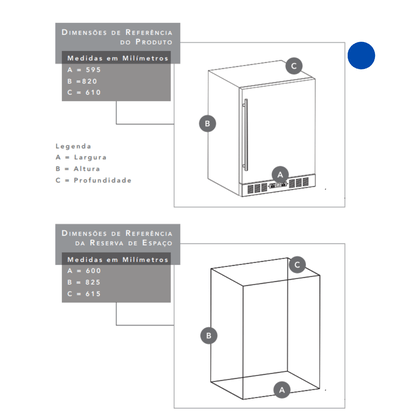 Freezer de Embutir com Porta em Inox Elettromec 105L 220V