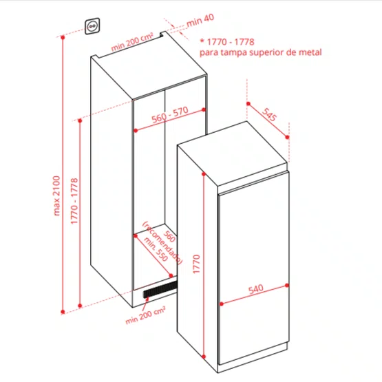 Freezer Elettromec de Embutir para Revestir Duo 221L 220V