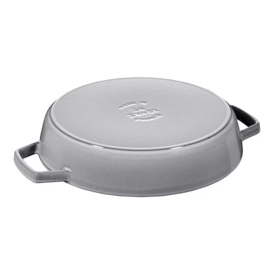 Frigideira Staub Redonda com Duas Alças Ferro Fundido Cinza Grafite 34cm