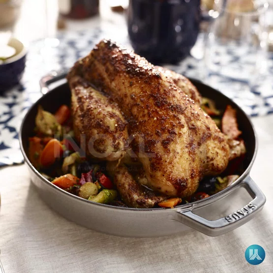 Frigideira Staub Redonda com Duas Alças Ferro Fundido Cinza Grafite 34cm
