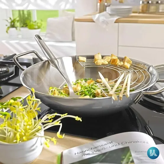Frigideira Wok com Grelha Zwilling Plus Inox Polido 32cm