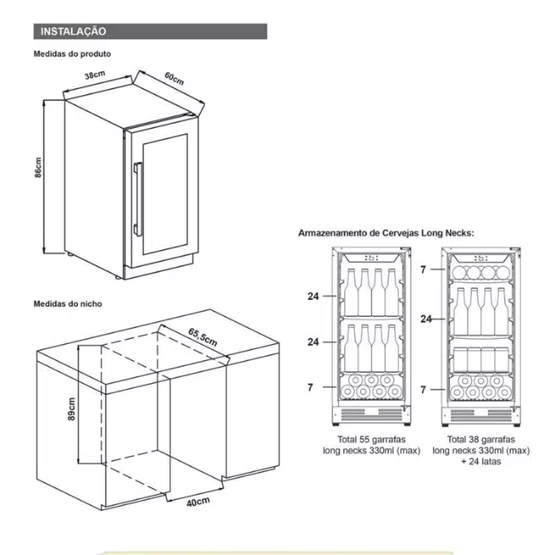 Frigobar Beer Center Cuisinart Versatilidade Tripla Para Embutir 93L 220v