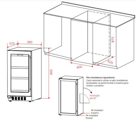 Frigobar Elettromec de Embutir com Porta de Vidro e Função Connect 86L 220V