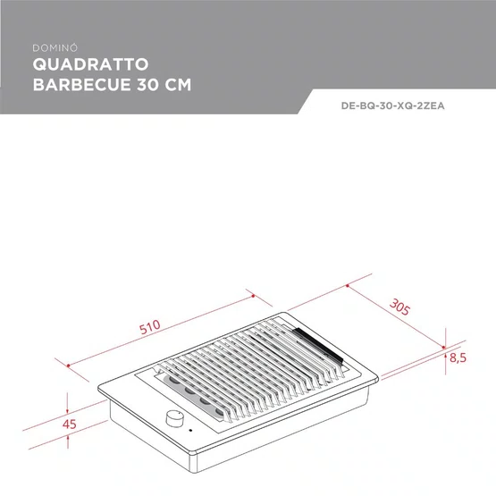Cooktop Dominó Barbecue Quadratto Elettromec Pedras Vulcânicas 30 cm 220 V