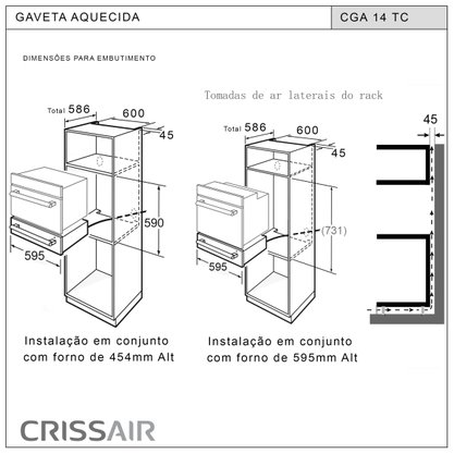 Gaveta Aquecida Crissair Signature CGA 14 TC Inox 220V