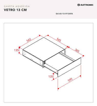 Gaveta Aquecida Elettromec Vetro 6 Serviços Built-in 14cm 220V
