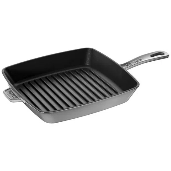 Grelha Staub Premium Quadrada Ferro Fundido Feita na França Grafite 26cm