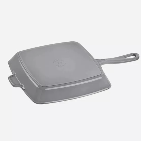 Grelha Staub Premium Quadrada Ferro Fundido Feita na França Grafite 26cm
