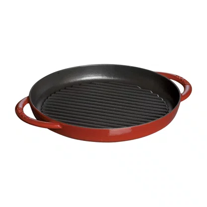 Grelha Redonda com Alça em Ferro Fundido Grill Pans Staub 28cm Cereja
