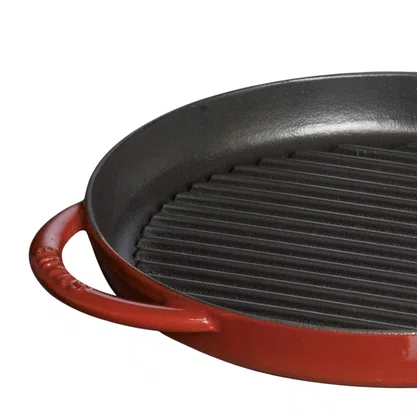 Grelha Staub Redonda Ferro Fundido Feita na França Cereja 26cm