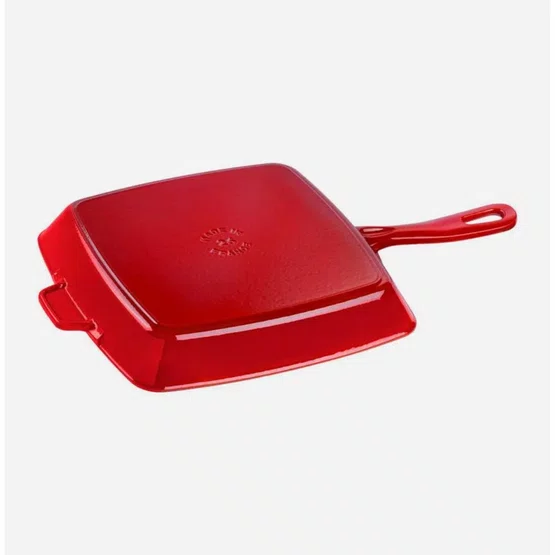Grelha Staub Premium Quadrada Ferro Fundido Feita na França Cereja 26cm