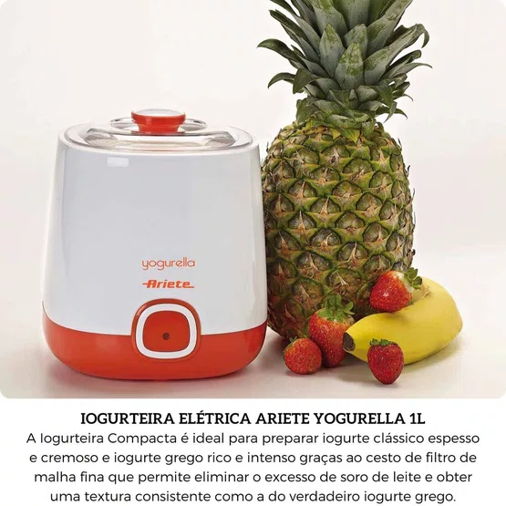 Iogurteira Elétrica Yogurella 621  Ariete 1 Litro 2 Cestos 127V Branco