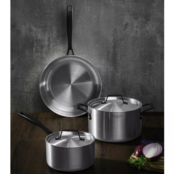 Jogo de Panelas Tramontina Grano Black com Corpo Triplo 4 Peças em Aço Inox