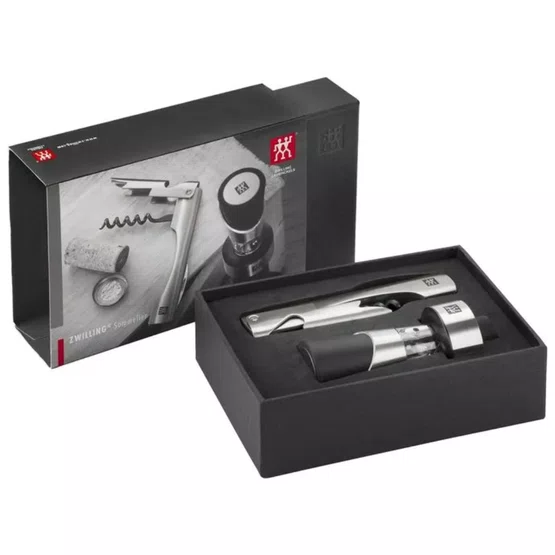 Kit Zwilling  Sommelier 2 Peças Sacarrolha e Funil Arejador com Tampa