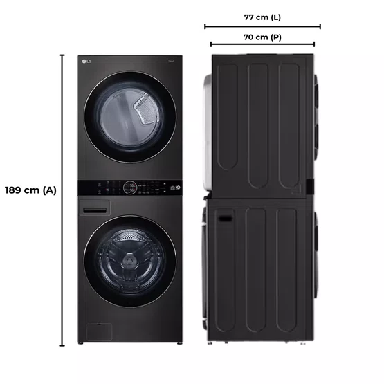 Lava e Seca Inteligente Wash Tower LG 17kg Aço Preto Escovado 220v