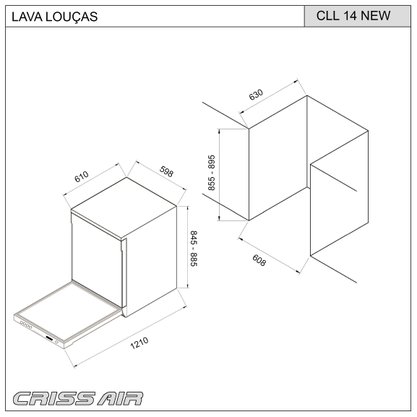 Lava-Louças Crissair Signature CLL 14 Eletrônica 14 Serviços Inox 220V