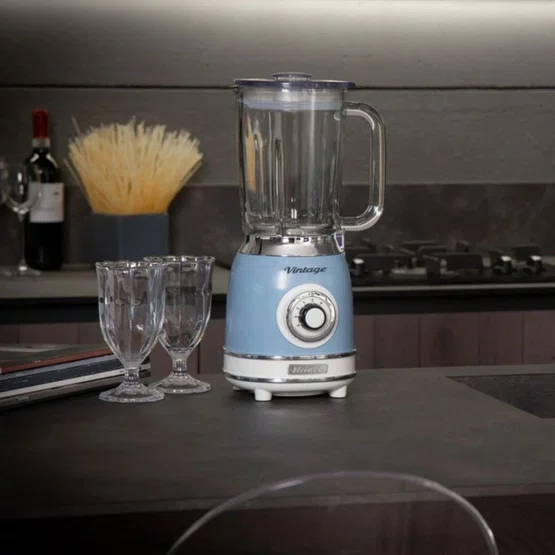 Liquidificador 583 Ariete Vintage 1000W Azul Copo de Vidro 1,5L 220V