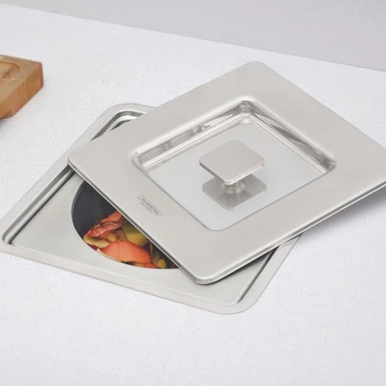 Lixeira de Embutir Clean Square 5 Litros com Tampa Quadrada em Aço Inox