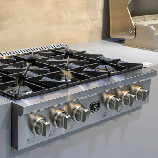 Rangetop Professional Elettromec 6 Queimadores 36 Polegadas Inox 304 127V