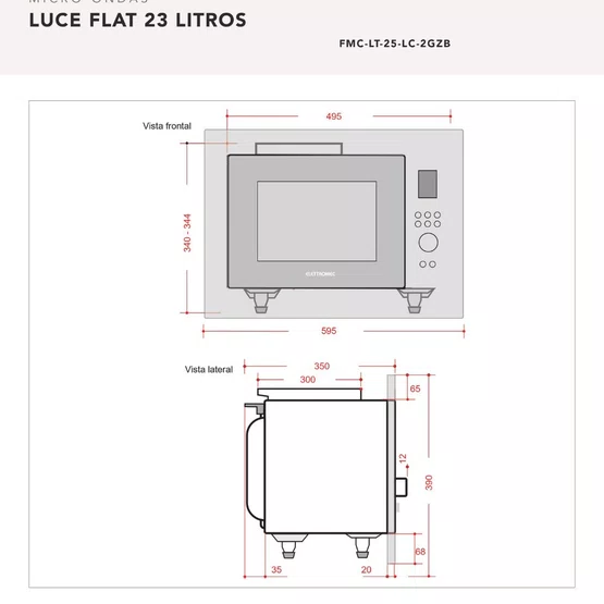 Micro-ondas de Embutir Luce Flat Elettromec Função Combinada 23L 220V