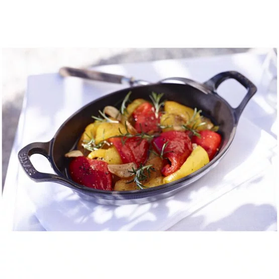 Mini Prato Oval Staub Ferro Fundido 15x11cm Cinza Grafite
