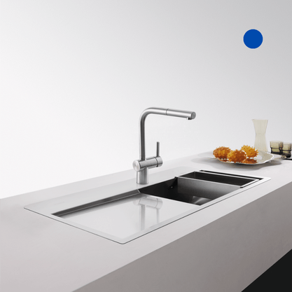 Misturador Monocomando de Mesa Atlas Neo com Bica Alta em L Extensível Franke Inox Escovado