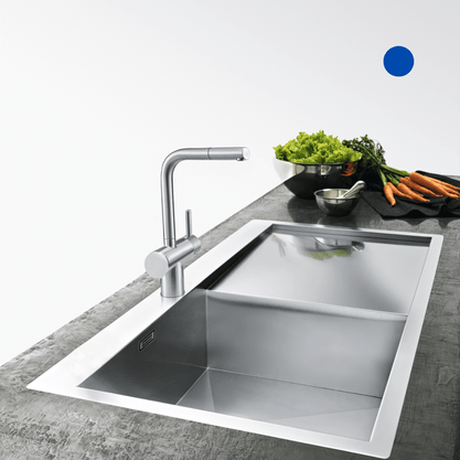 Misturador Monocomando de Mesa Atlas Neo com Bica Alta em L Extensível Franke Inox Escovado