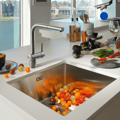 Misturador Monocomando de Mesa Atlas Neo com Bica Alta em L Extensível Franke Inox Escovado