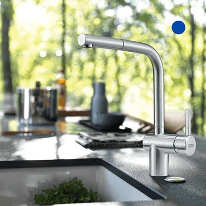 Misturador Monocomando de Mesa Atlas Neo com Bica Alta em L Extensível Franke Inox Escovado