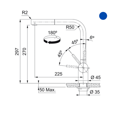 Misturador Monocomando de Mesa Atlas Neo com Bica Alta em L Extensível Franke Inox Escovado