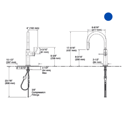 Misturador Monocomando de Mesa com Ducha Removível para Cozinha Crue Kohler Cromado
