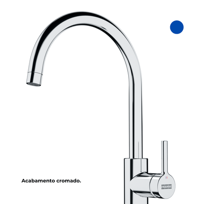 Misturador Monocomando de Mesa Lina com Bica em J Alta Giratória Franke Cromado