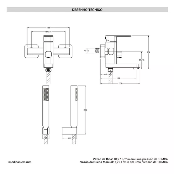 Misturador Monocomando de Parede Purus Brusched Nickel Immersi