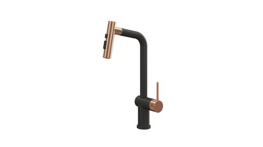 Misturador Monocomando DeBacco 500 Com Extensível Retrátil - Black Matte/Rose Gold