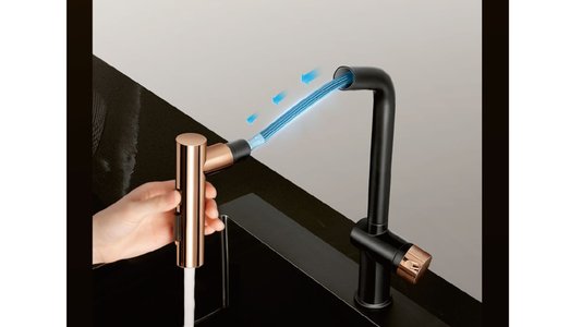 Misturador Monocomando DeBacco 500 Com Extensível Retrátil - Black Matte/Rose Gold