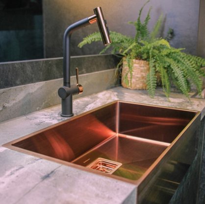 Misturador Monocomando DeBacco 500 Com Extensível Retrátil - Black Matte/Rose Gold