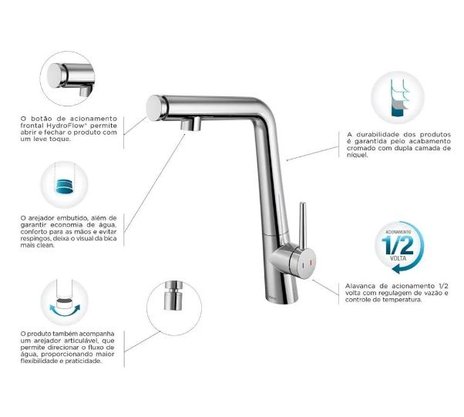 Misturador Monocomando Docol Choice Cromada Com Acionador Frontal