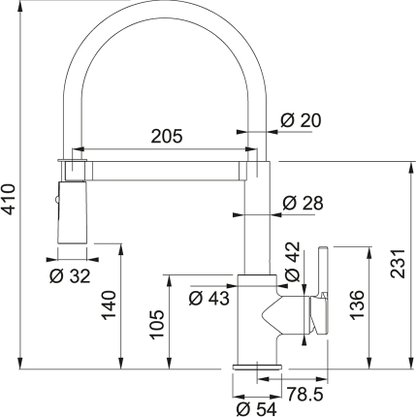 Misturador Monocomando Franke Lina Dual Jet Alto Brilho e Preto