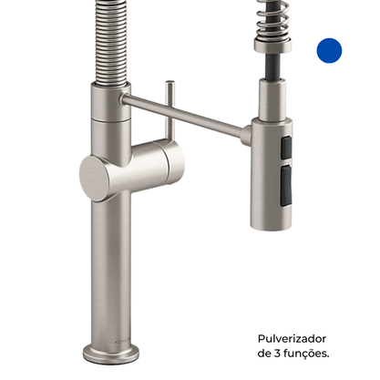 Misturador Monocomando Kohler Crue Com Bica Gourmet Inox Escovado