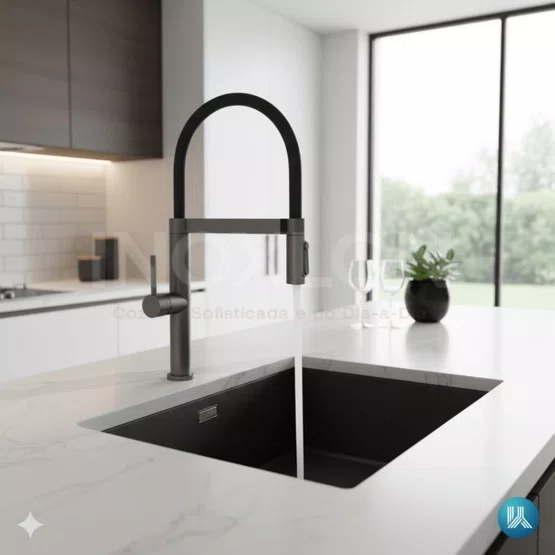 Misturador Monocomando Kromma Gourmet Classic Titânio com Bica Alta Giratória