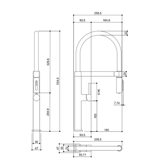 Misturador Monocomando Kromma Gourmet Classic Titânio com Bica Alta Giratória