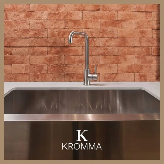 Misturador Monocomando Kromma Gourmet Classic Aço Escovado Bica Alta Giratória