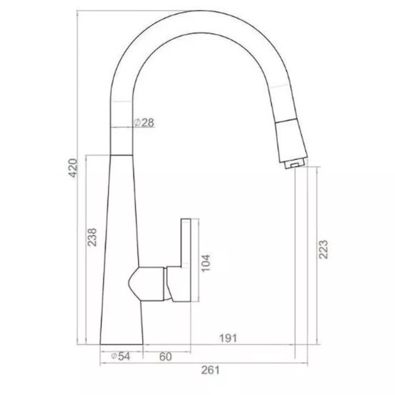 Misturador Monocomando Kromma Gourmet Classic Inox Escovado com Ducha Extensível