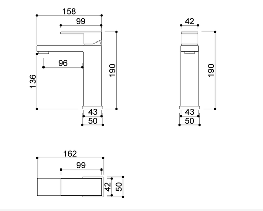 Misturador Monocomando Kromma Quadratta para Lavatório Bica Média Cromado