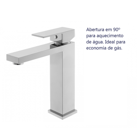 Misturador Monocomando Kromma Quadratta para Lavatório Bica Média Cromado