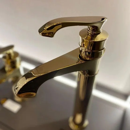 Misturador Monocomando Rubinettos Gourmet Classic para Lavabo Dourado Bica Alta