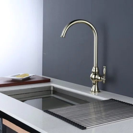 Misturador Monocomando Rubinettos Classic Dourado Bica Alta Giratória