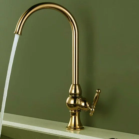 Misturador Monocomando Rubinettos Classic Dourado Bica Alta Giratória